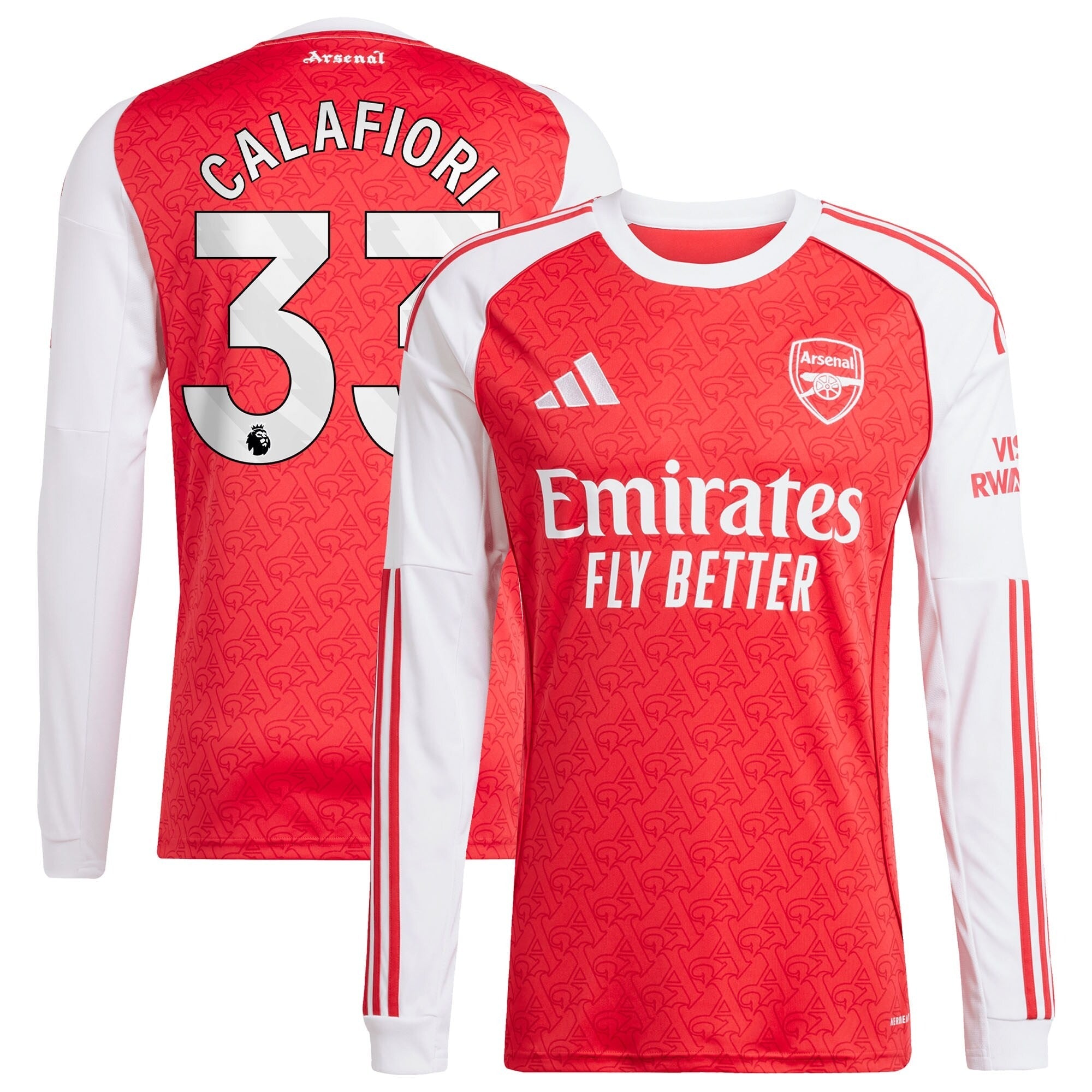 Riccardo Calafiori Arsenal 2025/26 Home Long Sleeve Player Shirt - Red