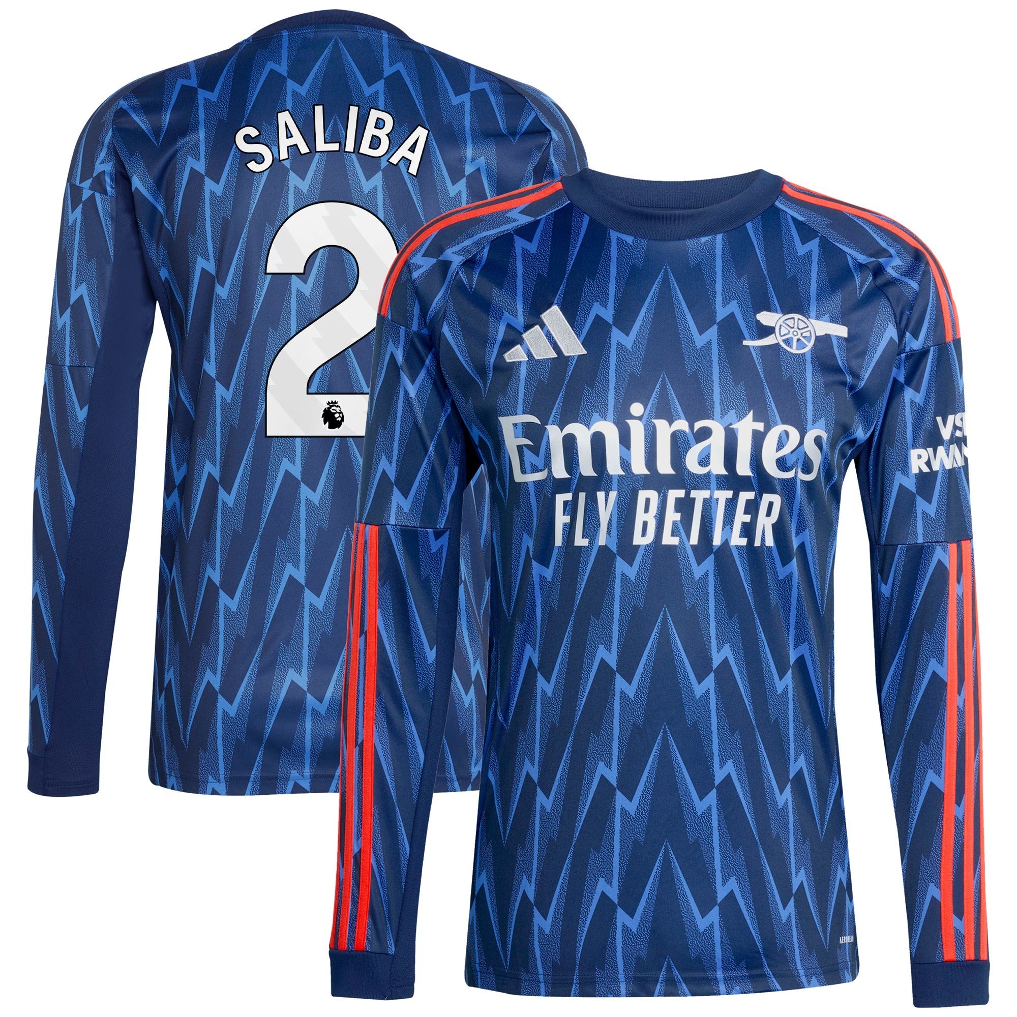 William Saliba Arsenal 2025/26 Away Long Sleeve Player Shirt - Blue