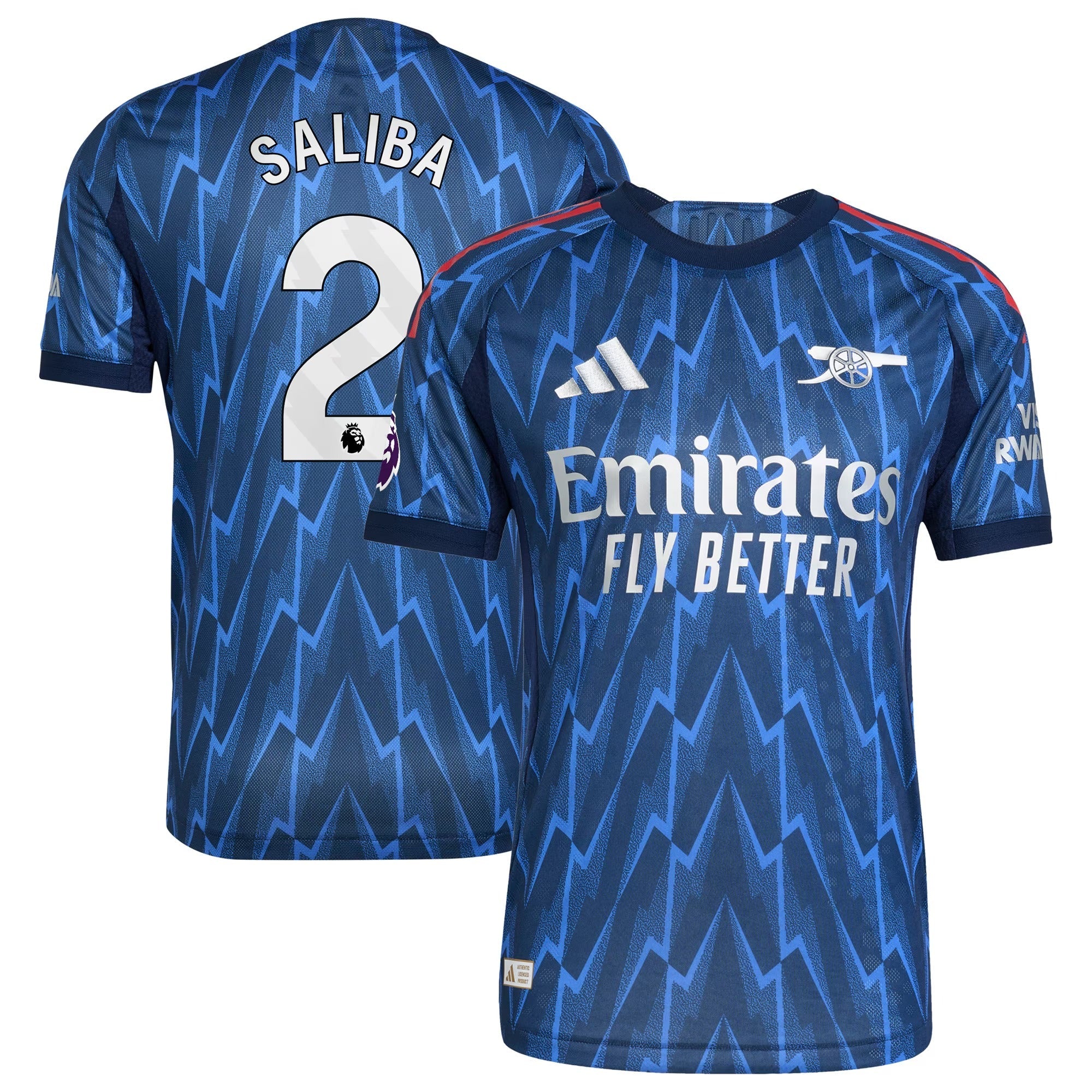 William Saliba Arsenal 2025/26 Away Player Shirt - Blue