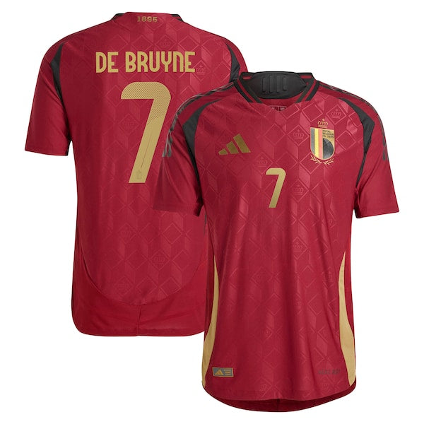 Belgium FA adidas Home Authentic Shirt 2024 with De Bruyne 7 printing