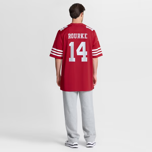 Kurtis Rourke San Francisco 49ers Jersey Gool Team Game Jersey - Scarlet
