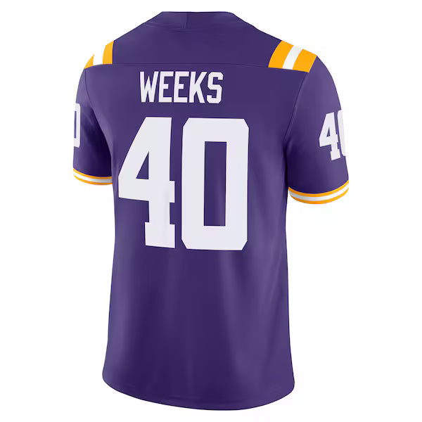 Whit Weeks LSU Tigers Jersey Gool Home Game Jersey - Purple