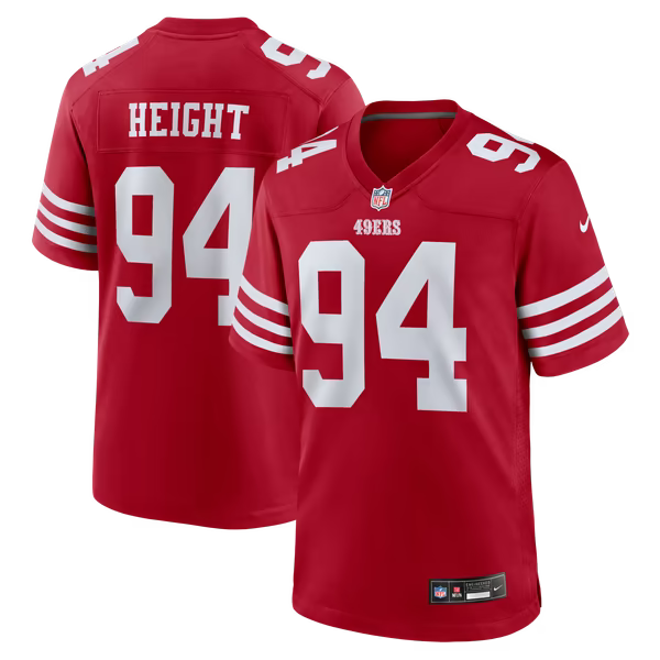 Romello Height San Francisco 49ers Jersey Gool Team Game Jersey - Scarlet