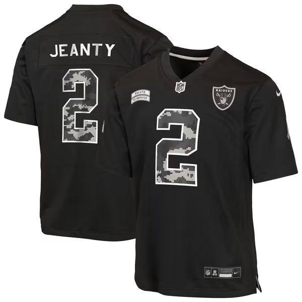 Ashton Jeanty Las Vegas Raiders Nike Youth 2026 Salute to Service Game Jersey - Black