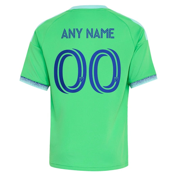 Customized Seattle Sounders FC Youth 2026 The Evergreen State Kit Replica Custom Jersey Rave Green