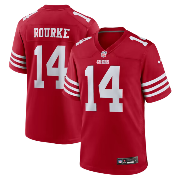Kurtis Rourke San Francisco 49ers Jersey Gool Team Game Jersey - Scarlet