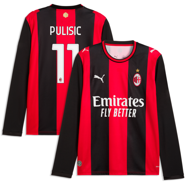  Christian Pulisic AC Milan 2026/27 Home Replica Long Sleeve Jersey Black/Red