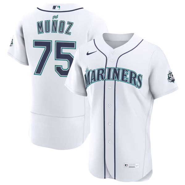 Andres Munoz Seattle Mariners Jersey Gool Home 50th Season Authentic Jersey - White