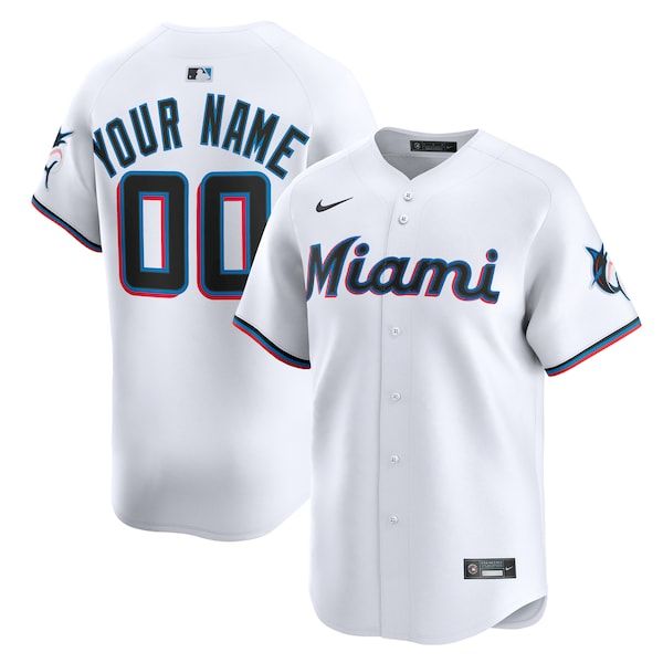 Custom Miami Marlins Home Limited Custom Jersey White