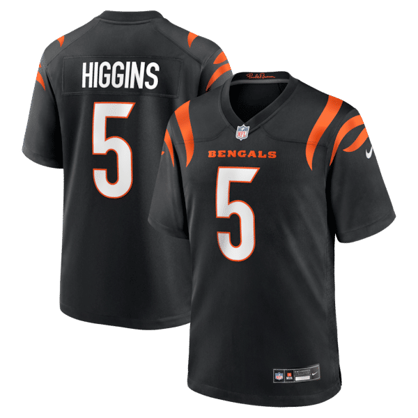 Custom Tee Higgins Cincinnati Bengals Game Jersey Black