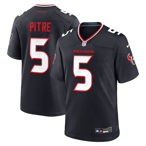 Custom Jalen Pitre Houston Texans Game Jersey Navy