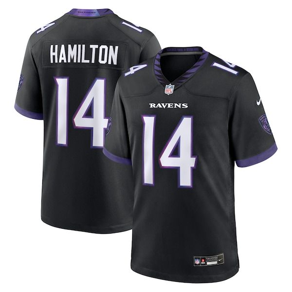 Custom Kyle Hamilton Baltimore Ravens Alternate Game Jersey Black