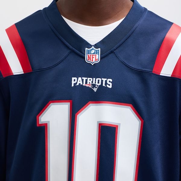 Custom Drake Maye New England Patriots Game Jersey Navy