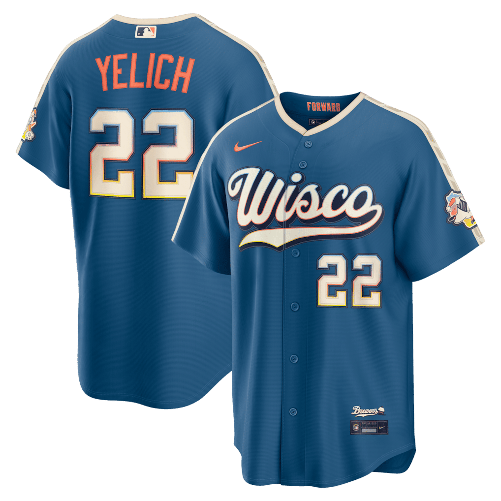 Custom Christian Yelich Milwaukee Brewers 2026 City Connect Stadium Jersey Mineral Blue