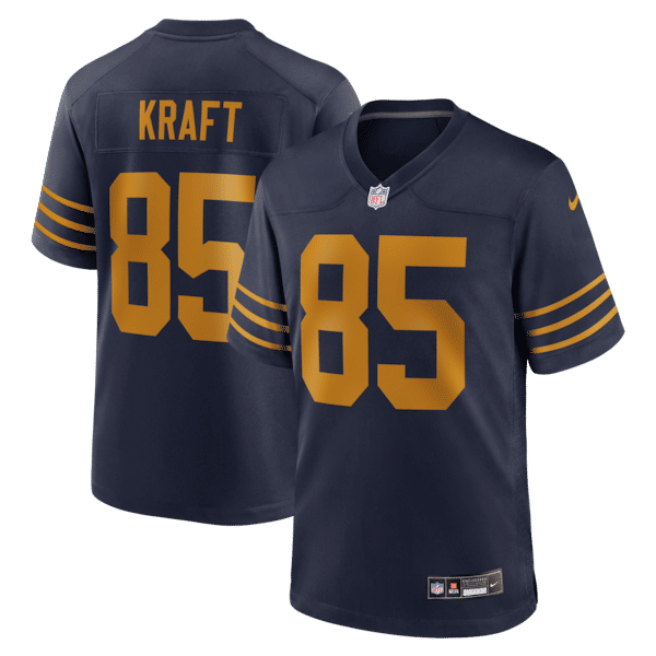 Custom Tucker Kraft Green Bay Packers Alternate Game Jersey Navy