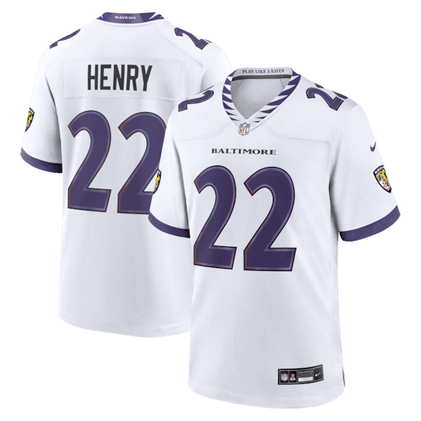 Custom Derrick Henry Baltimore Ravens Game Jersey White