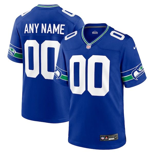 Custom Seattle Seahawks Throwback Custom Jersey Royal