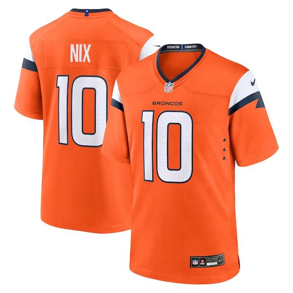 Custom Bo Nix Denver Broncos Game Jersey Orange