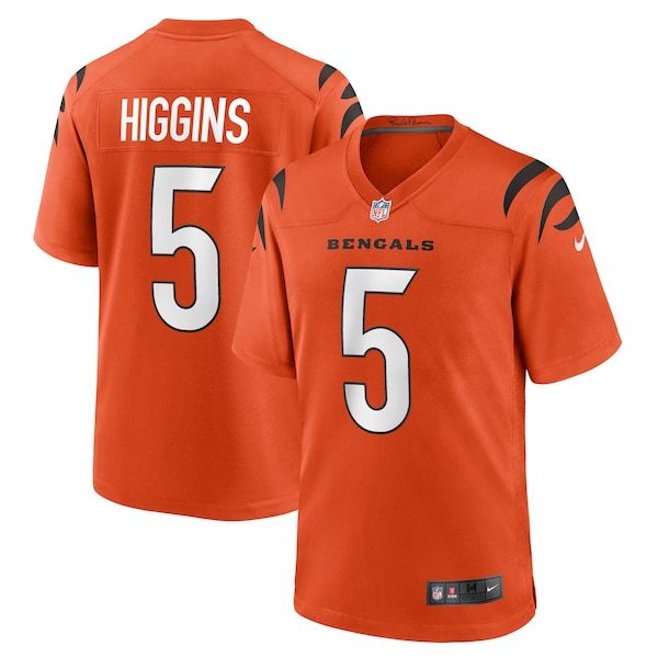 Custom Tee Higgins Cincinnati Bengals Alternate Game Jersey Orange