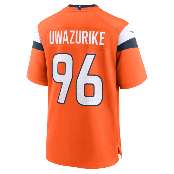 Custom Eyioma Uwazurike Denver Broncos Team Game Jersey Orange