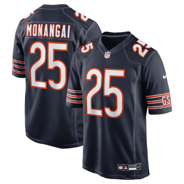 Custom Kyle Monangai Chicago Bears Team Game Jersey Navy