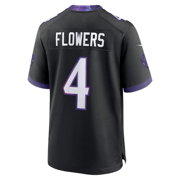 Custom Zay Flowers Baltimore Ravens Alternate Game Jersey Black