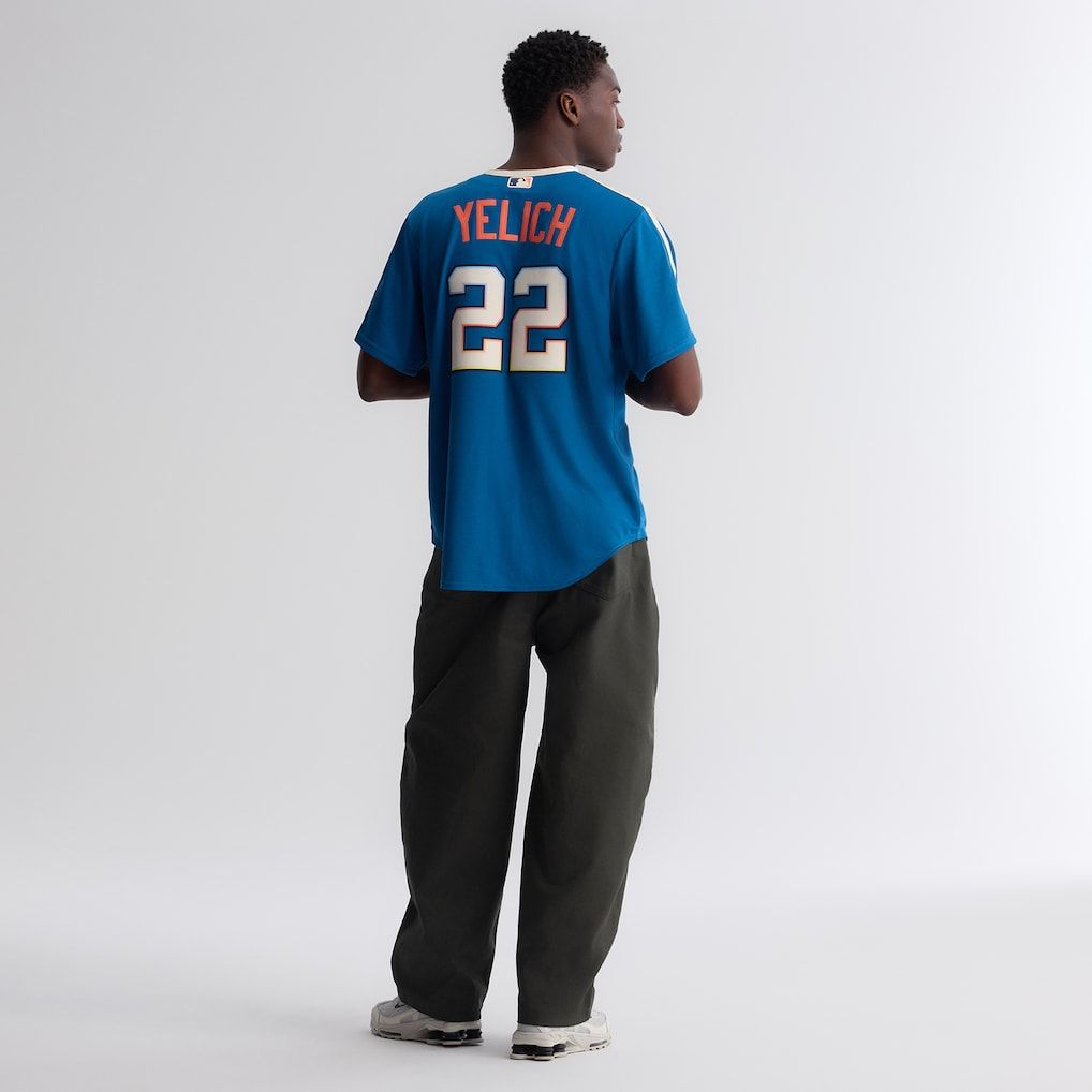 Custom Christian Yelich Milwaukee Brewers 2026 City Connect Stadium Jersey Mineral Blue