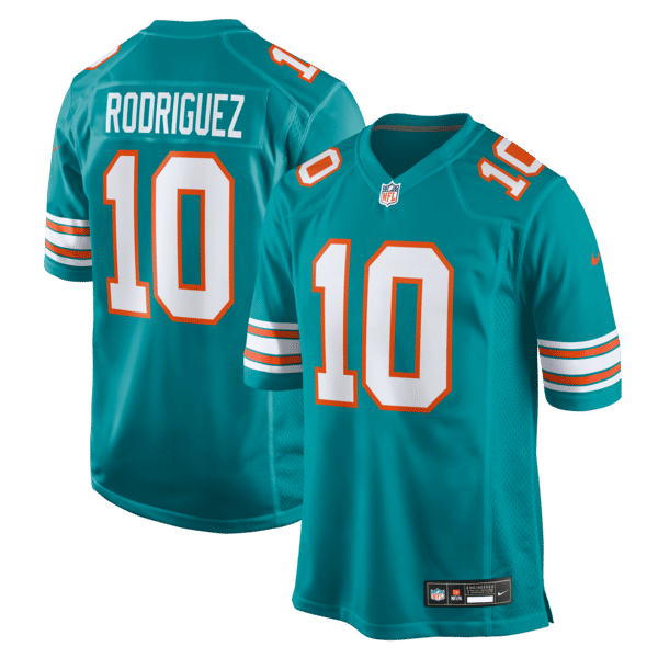 Custom Jacob Rodriguez Miami Dolphins Alternate Game Jersey Aqua