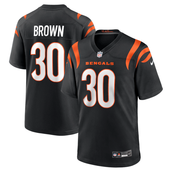 Custom Chase Brown Cincinnati Bengals Game Jersey Black
