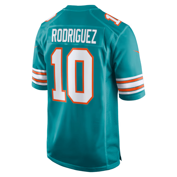 Custom Jacob Rodriguez Miami Dolphins Alternate Game Jersey Aqua