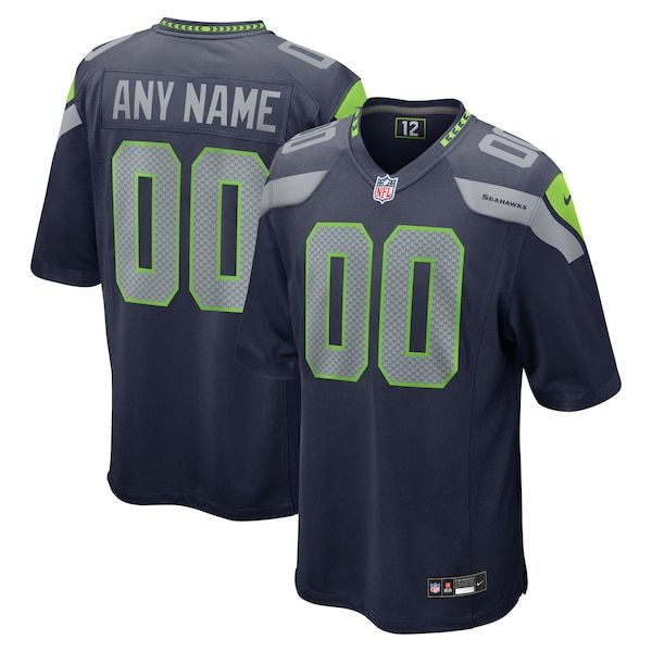 Custom Seattle Seahawks Custom Game Jersey Navy