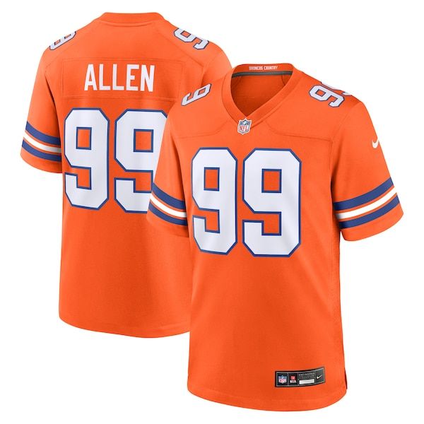 Custom Zach Allen Denver Broncos Alternate Game Jersey Orange
