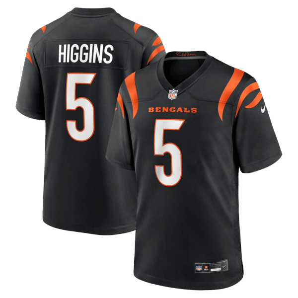 Custom Tee Higgins Cincinnati Bengals Game Jersey Black