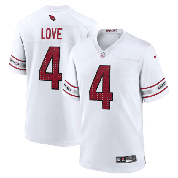 Custom Jeremiyah Love Arizona Cardinals Game Player Jersey White
