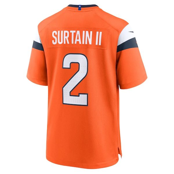 Custom Patrick Surtain II Denver Broncos Team Game Jersey Orange
