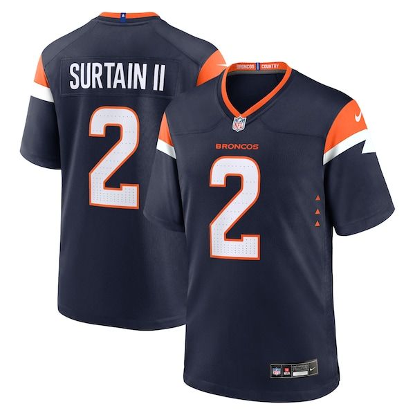 Custom Patrick Surtain II Denver Broncos Alternate Game Jersey Navy