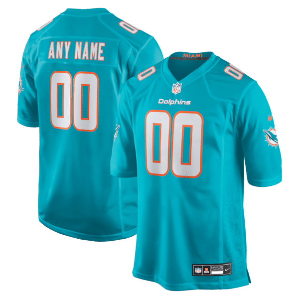 Custom Miami Dolphins Custom Game Jersey Aqua
