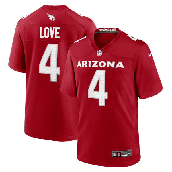 Custom Jeremiyah Love Arizona Cardinals 2026 NFL Draft First Round Pick No. 3 Game Jersey Cardinal