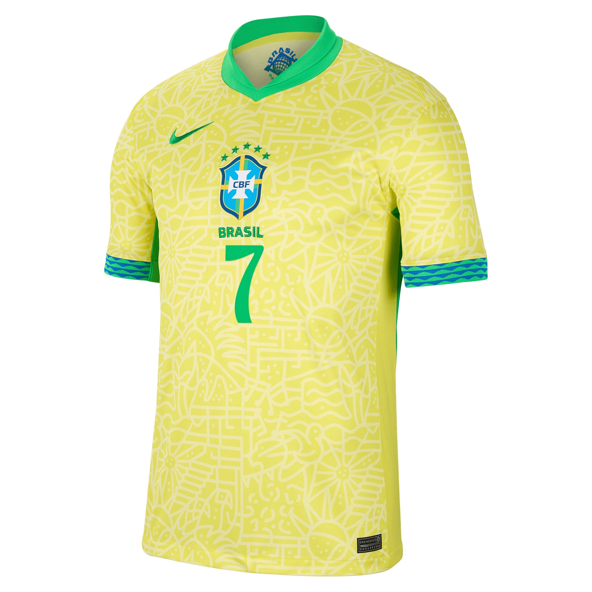 Vini Jr. Brazil National Team Nike 2024 Home  Jersey - Yellow