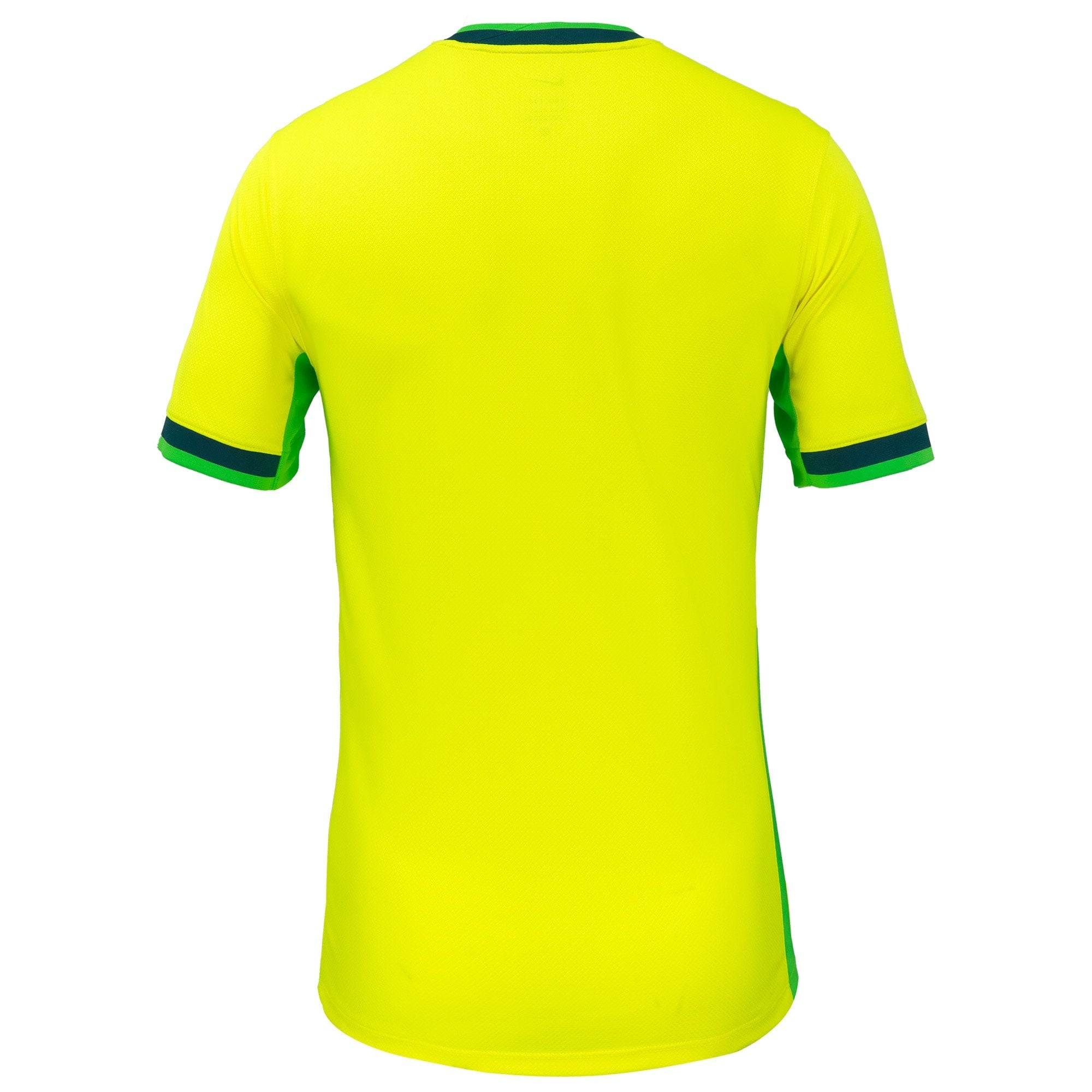 Back view of Nike Washington Spirit 2025 Shockwave Kit yellow soccer jersey with green accents